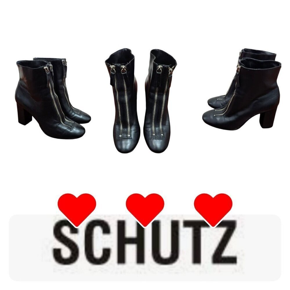 Schutz womens black leather zip bootie size 7